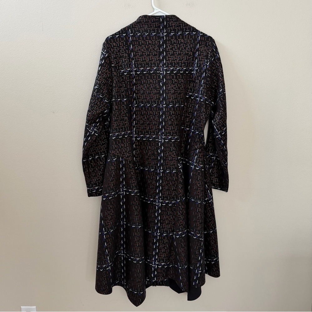 Plaid Patterned Long Coat, Sz M - Picture 9 of 13